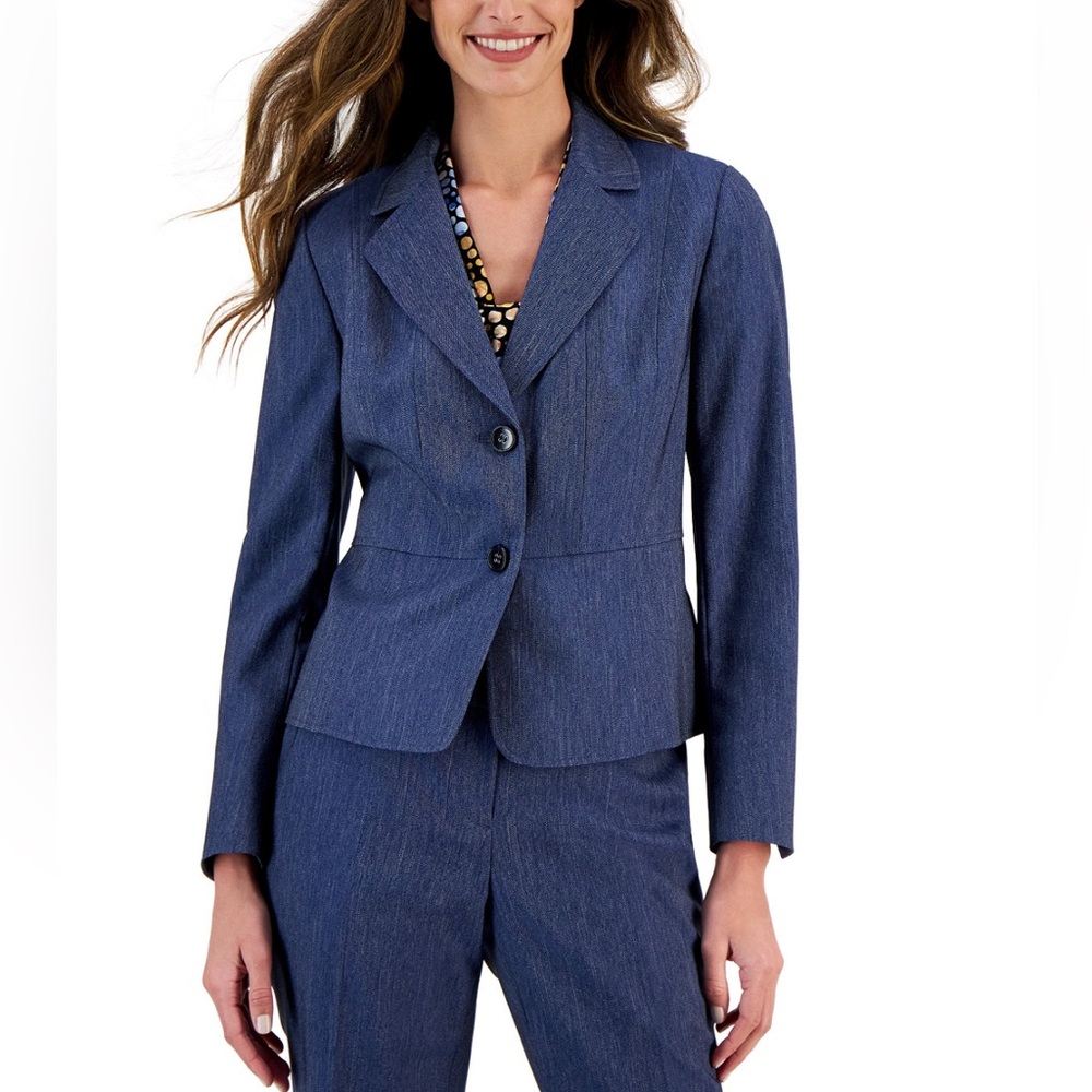 Kasper Blue Tailored Blazer with Notched Lapels